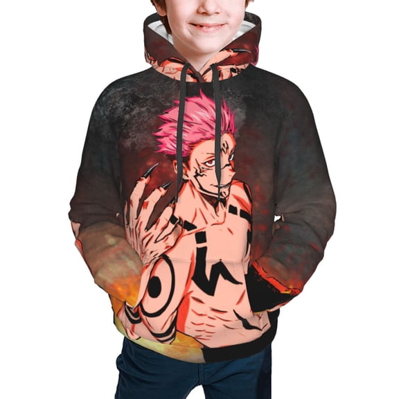 Jujutsu Kaisen Ryomen Sukuna Kids' Hoodie 3d Print Sweatshirt Soft Pullover Hooded With Big Pockets For Boys Or Girls Small