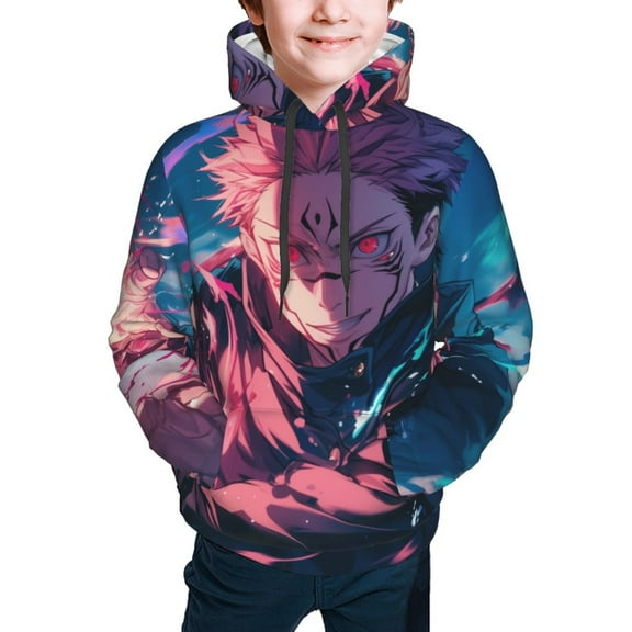 Jujutsu Kaisen Ryomen Sukuna Kids' Hoodie 3d Print Sweatshirt Soft Pullover Hooded With Big Pockets For Boys Or Girls Small