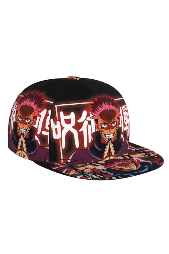Jujutsu Kaisen Satoru Gojo Baseball Cap For Men, Women & Kids, Classic Flat Brim Hat Hip Hop Trucker Hat Adjustable Snapback Hat