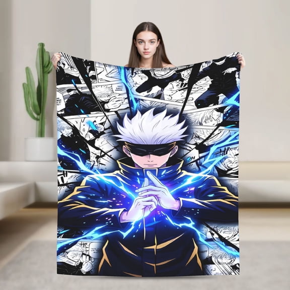 Jujutsu Kaisen Satoru Gojo Blanket, JJK Anime Character Art Throw Blanket, Gift for Anime Fans
