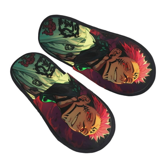 Jujutsu Kaisen Satoru Gojo Furry Slippers For Men Women Fuzzy House Slippers Winter Anti-Slip Indoor And Outdoor Slip On Shoes Large