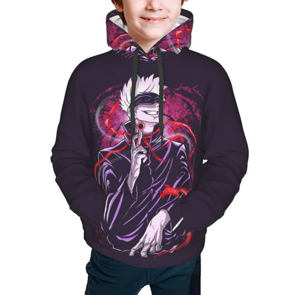 Jujutsu Kaisen Satoru Gojo Kids' Hoodie 3d Print Sweatshirt Soft Pullover Hooded With Big Pockets For Boys Or Girls Large