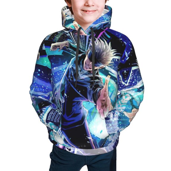 Jujutsu Kaisen Satoru Gojo Kids' Hoodie 3d Print Sweatshirt Soft Pullover Hooded With Big Pockets For Boys Or Girls Large