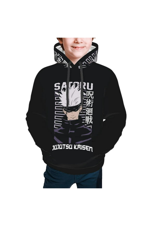 Jujutsu Kaisen Satoru Gojo Kids' Hoodie 3d Print Sweatshirt Soft Pullover Hooded With Big Pockets For Boys Or Girls Small