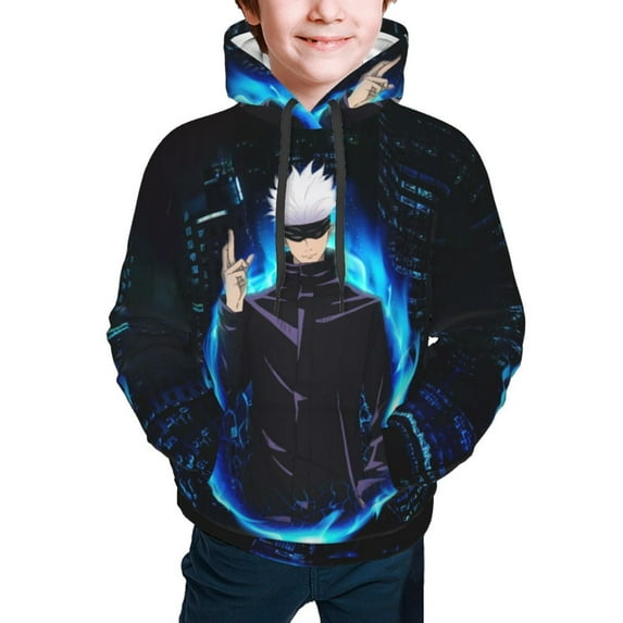 Jujutsu Kaisen Satoru Gojo Kids' Hoodie 3d Print Sweatshirt Soft Pullover Hooded With Big Pockets For Boys Or Girls Small