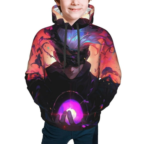 Jujutsu Kaisen Satoru Gojo Kids' Hoodie 3d Print Sweatshirt Soft Pullover Hooded With Big Pockets For Boys Or Girls Small