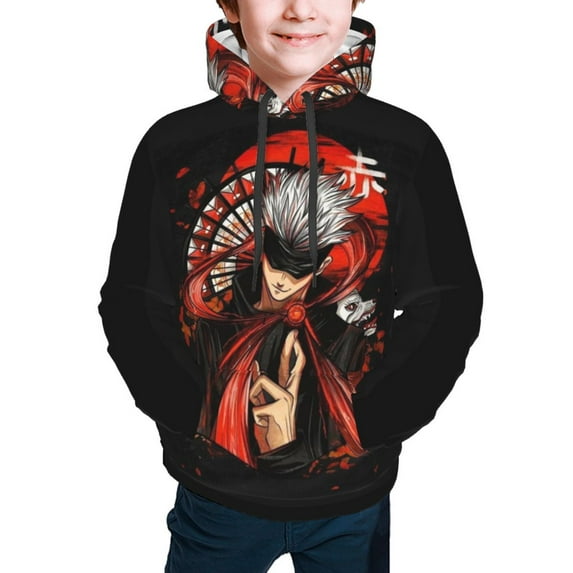 Jujutsu Kaisen Satoru Gojo Kids' Hoodie 3d Print Sweatshirt Soft Pullover Hooded With Big Pockets For Boys Or Girls Small