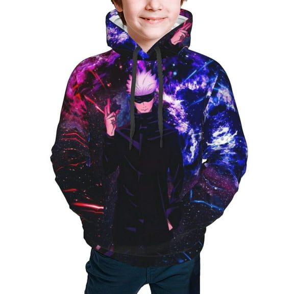 Jujutsu Kaisen Satoru Gojo Kids' Hoodie 3d Print Sweatshirt Soft Pullover Hooded With Big Pockets For Boys Or Girls