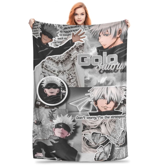 Jujutsu Kaisen Satoru Gojo Super Soft Flannel Blanket Lightweight Throw Blanket For Living room Bedroom Sofa Bed Travel 80"x60"