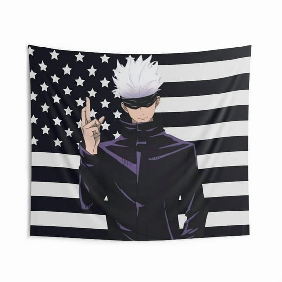 Jujutsu Kaisen: Satoru Gojo with Black tapestry flag