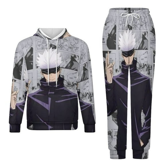 Jujutsu Kaisen Sweatsuit 2 Piece Outfits Warm Hoodie & Sweatpants Tracksuit Sets for Adult Men Women M