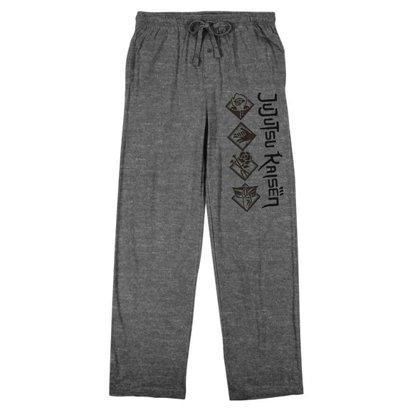 Jujutsu Kaisen Symbols Men's Heather Gray Graphic Sleep Pants-XL