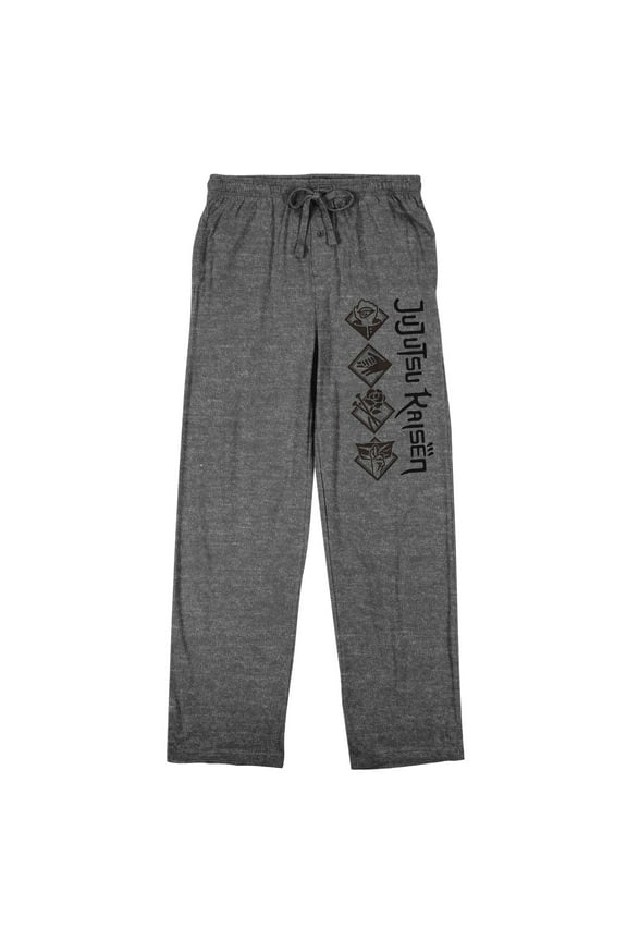 Jujutsu Kaisen Symbols Men's Heather Gray Graphic Sleep Pants-XXL