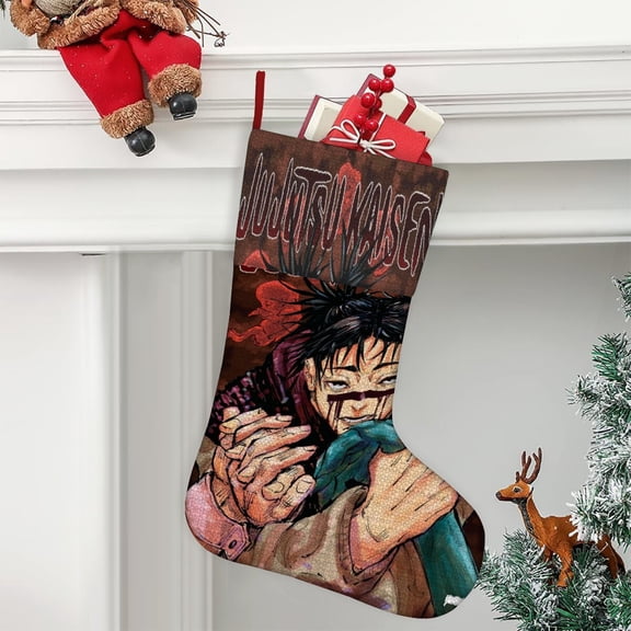 Jujutsu Kaisen Ultra soft velvet Christmas socks, Large Super Soft Christmas Stockings For Christmas Xmas Tree Holiday Fireplace Family Decor Gifts