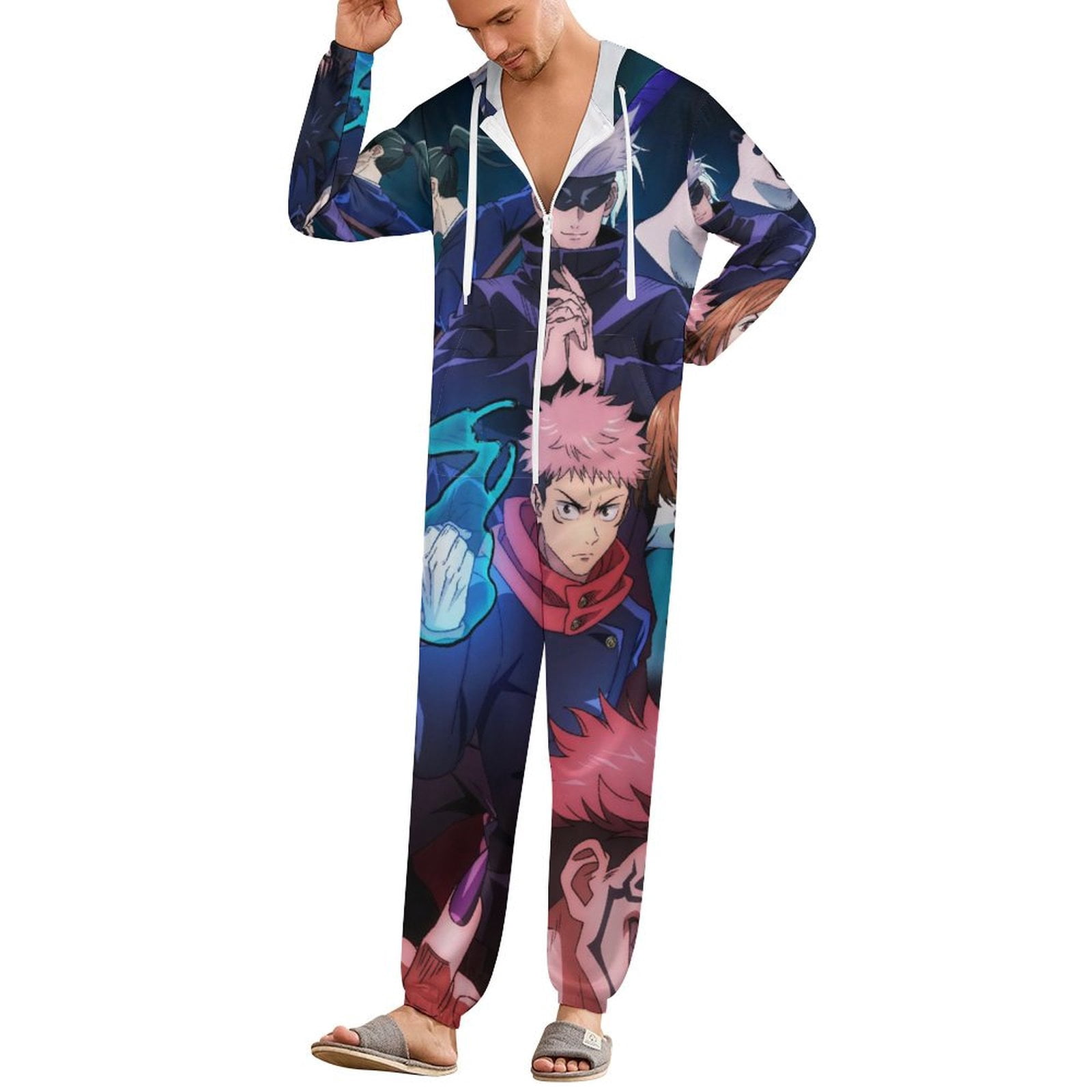 Jujutsu Kaisen Unisex Onesie Pajamas Zipper Jumpsuit Hooded One