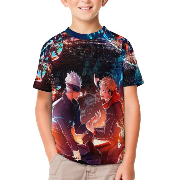 Jujutsu Kaisen Unisex T-Shirt for Boys Girls Short Sleeve Sports Top Breathable Blouse 3D Prints Tee Shirts Casual Children Clothing 160CM