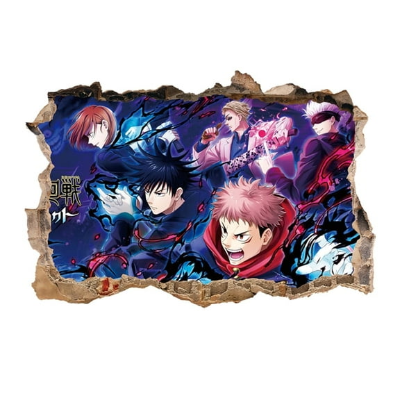Jujutsu Kaisen Wall Sticker For Bedroom Living Room Nursery Party Decorations Anime Cartoon Background Self-Adhesive Wall Decor Baby Boy Girl Kids Room Wall Mural Decor Poster Gift
