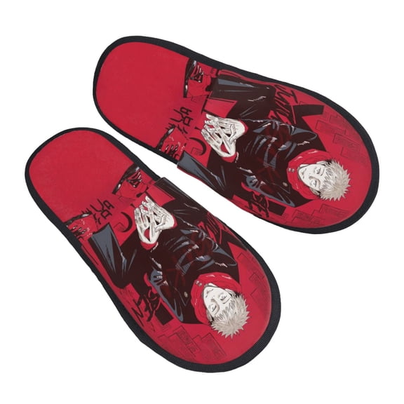 Jujutsu Kaisen Yuji Itadori Furry Slippers For Men Women Fuzzy House Slippers Winter Anti-Slip Indoor And Outdoor Slip On Shoes Large