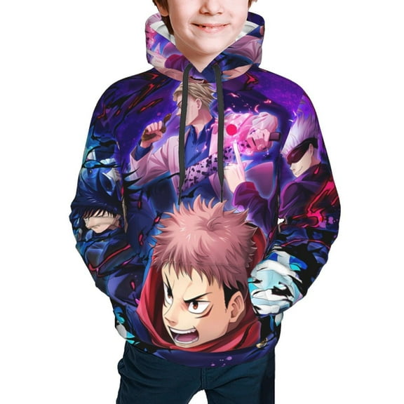 Jujutsu Kaisen Yuji Itadori Kids' Hoodie 3d Print Sweatshirt Soft Pullover Hooded With Big Pockets For Boys Or Girls Small