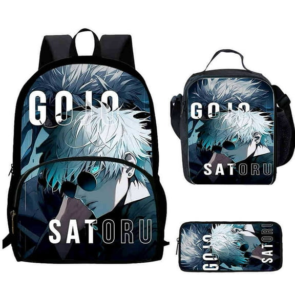 Jujutsu Kaisen high-definition multi-functional cow allowance bag, meal bag, pen case, backpack three-piece set