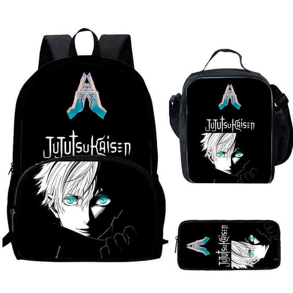 Jujutsu Kaisen high-definition multi-functional cow allowance bag, meal bag, pen case, backpack three-piece set