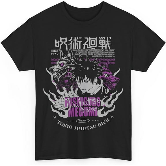 Jujutsu Megumi Anime T-Shirt Unisex Kaisen Fushiguro Anime Japanese Cotton Merch Casual Short Sleeved Shirt Tee