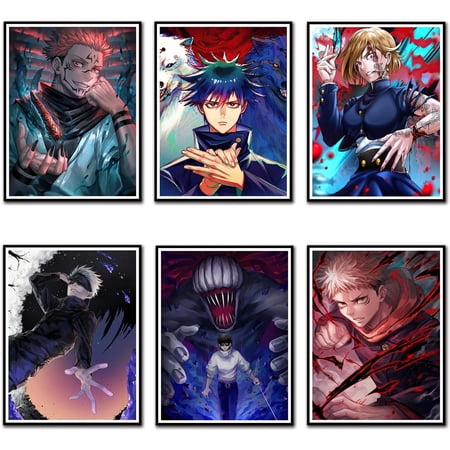 Jujutsu poster,Japan Anime Poster set,The painting on the wall of the anime posters room,anime decor wallpaper(Anime,8x10inchx6pcs Unframed