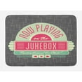 thumbnail image 1 of Jukebox Bath Mat, Charcoal Grey Backdrop with 50s Inspired Radio Music Box Image, Non-Slip Plush Mat Bathroom Kitchen Laundry Room Decor, 29.5 X 17.5 Inches, Mint Green Hot Pink and White, Ambesonne, 1 of 2