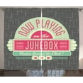 thumbnail image 1 of Ambesonne Mint Green Curtains 2 Panel Set, Retro 50s Music Box, 108" x 96", Mint Green Hot Pink, 1 of 3