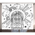 thumbnail image 1 of Ambesonne Retro Curtains 2 Panel Set, Cartoon Sketchy Music Box, 108" x 84", Black and White, 1 of 3