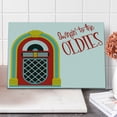 thumbnail image 1 of Jukebox Cutting Board, Jazz Age Vintage Party Theme Music Raido Box Words Art Print, Decorative Tempered Glass Cutting and Serving Board, Large Size, Red Sky Blue and Yellow, by Ambesonne, 1 of 1