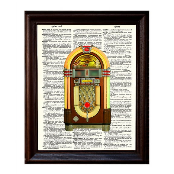 Jukebox - Dictionary Art Print Printed On Authentic Vintage Dictionary Book Page - 8 x 10.5