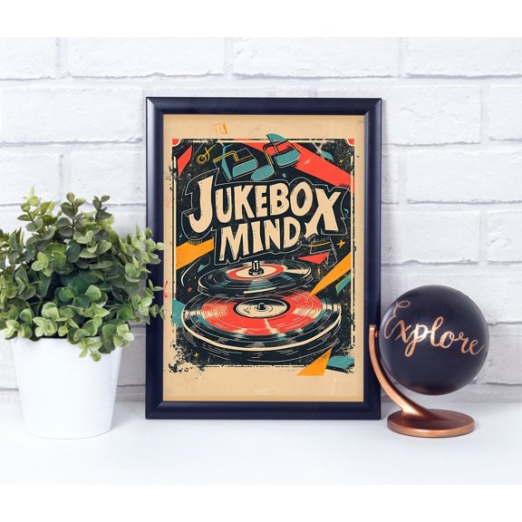 Jukebox Mind Vintage Retro Style Wall Décor Decorative Wall Art Poster , Poster Print Only