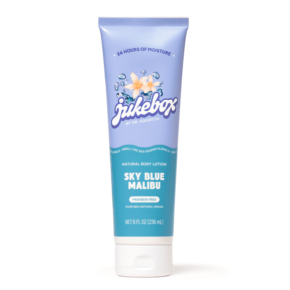 Jukebox Natural Women's Body Lotion  24-Hour Moisture  Safe for Sensitive Skin  Sky Blue Malibu, 8 fl oz