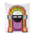 thumbnail image 1 of Jukebox Soft Flannel Fleece Throw Blanket, Cartoon Vivid Design Vintage Music Notes Radio Box Artwork, Cozy Plush for Indoor and Outdoor Use, 70" x 90", Orange Purple and Green, by Ambesonne, 1 of 5