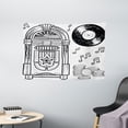 thumbnail image 1 of Jukebox Tapestry, Doodle Style Retro Music Box Notes Coins Long Play Vintage Sketchy Artwork, Wall Hanging for Bedroom Living Room Dorm Decor, 60W X 40L Inches, Black and White, by Ambesonne, 1 of 2