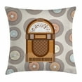 thumbnail image 1 of Jukebox Throw Pillow Cushion Cover, Pick Up Music with Vintage Abstract Long Players Backdrop, Decorative Square Accent Pillow Case, 16 X 16 Inches, Brown Light Coffee Grey and Peach, by Ambesonne, 1 of 2