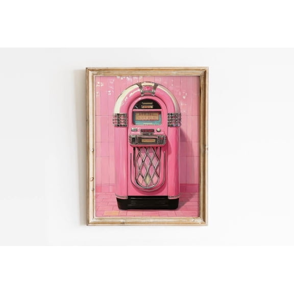 Jukebox Wall Art Retro Music Room Home Decor Unframed Paper Print