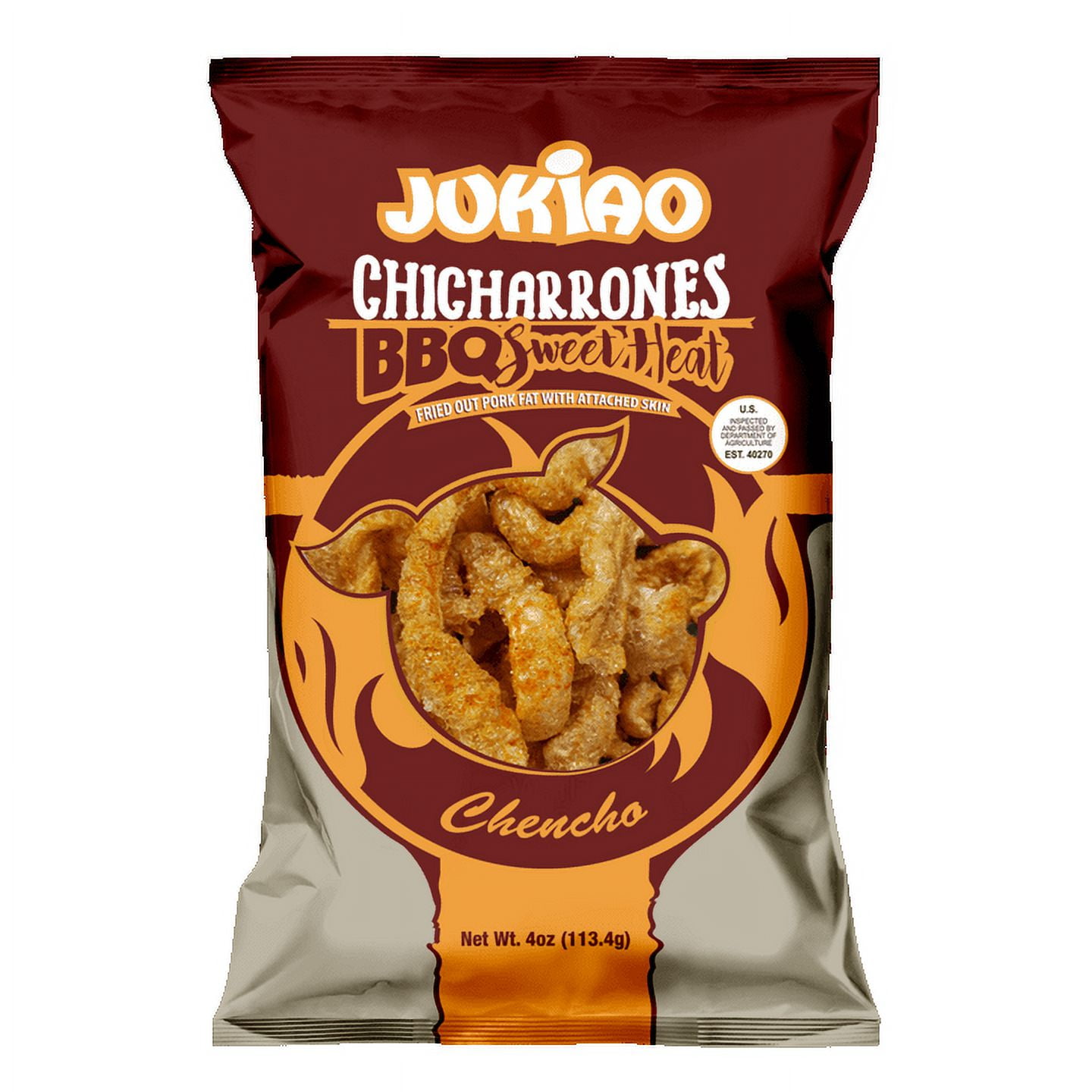 Jukiao BBQ Sweet Heat Flavor Chicharrones 4 oz