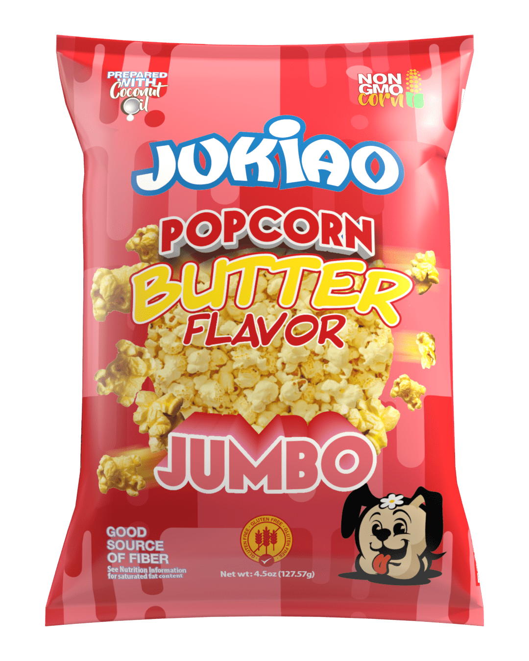 Jukiao Popcorn Butter Flavor Jumbo Size, 4.5 oz Bag