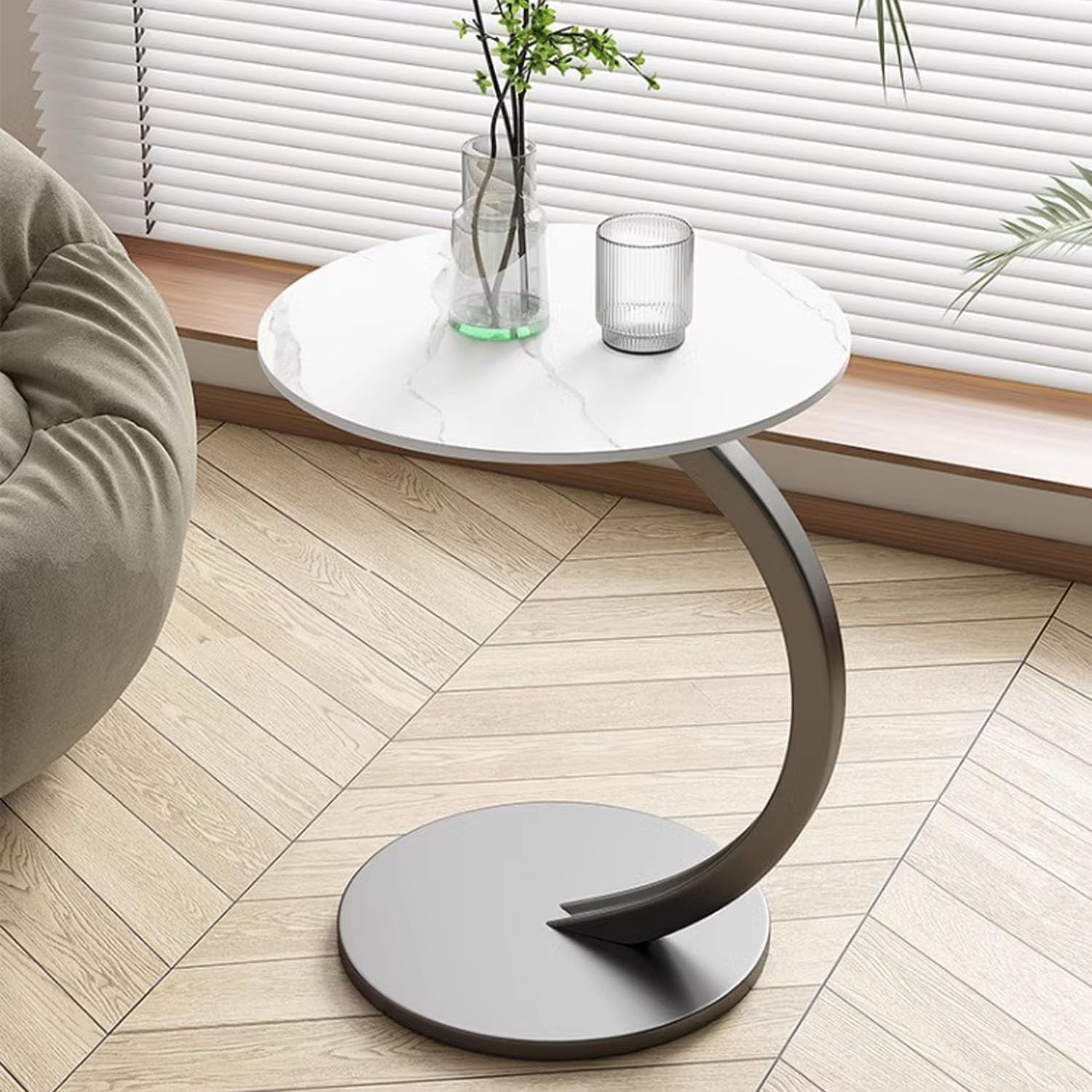 Jukkre 2024 C Shaped End Table Coffee Table Round Side Table Couch ...