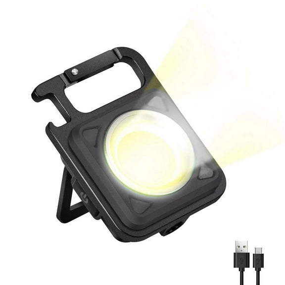 Julam Mini Keychain Flashlights Rechargeable Small LED Flashlight Flashlight with Fancy Keychain with Folding Bracket Magnet and Bottle Opener Used for Work Fishing Walking Camping custody