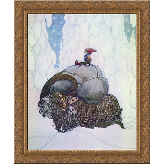 Julbocken 24x20 Gold Ornate Wood Framed Canvas Art by John Bauer