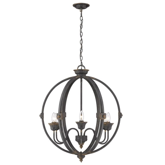 Jules 6-Light Chandelier in Antique Black Iron