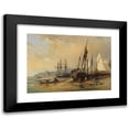thumbnail image 1 of Jules-Achille Noël 14x11 Black Modern Framed Museum Art Print Titled - Sailing Ships and Fishing Boats on the Breton Beach (Approx. 1860-70), 1 of 5