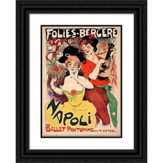 Jules-Alexandre Grün 11x14 Black Ornate Wood Framed Double Matted Museum Art Print Titled: Amelie Dieterle Aux Folies Bergere