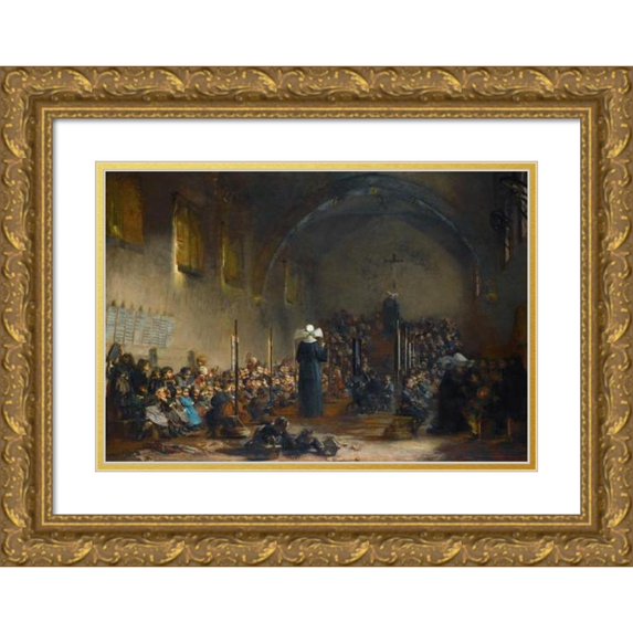 Jules-Alexandre Patrouillard 24x18 Gold Ornate Framed and Double Matted Museum Art Print Titled - Charity Asylum (1876)