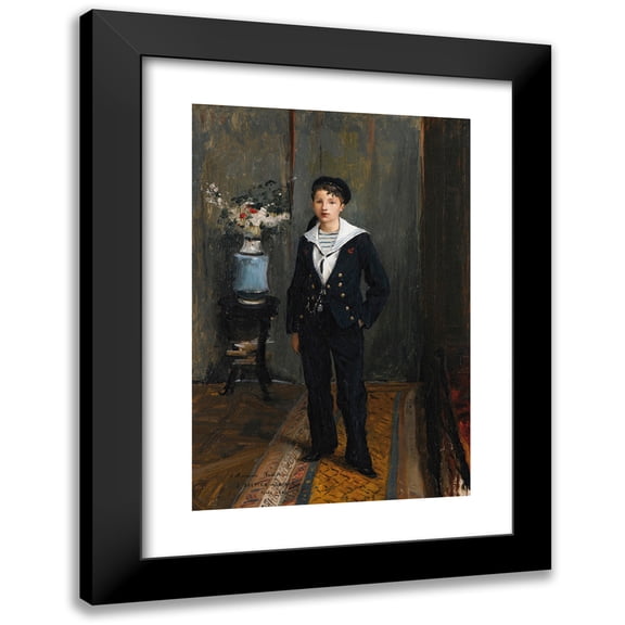 Jules Bastien-Lepage 11x14 Black Modern Framed Museum Art Print Titled - Portrait of a Young Boy (1881)