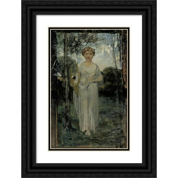 Jules Bastien-Lepage 13x18 Black Ornate Wood Framed Double Matted Museum Art Print Titled - Muse, Study (1870 - 1884)