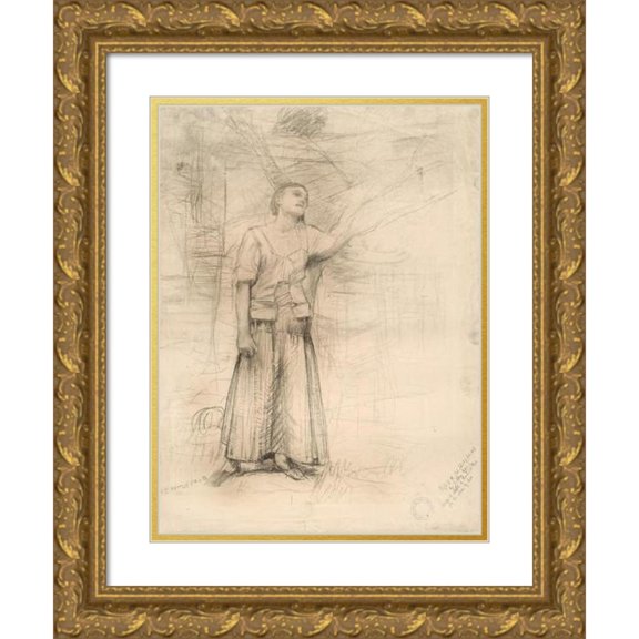 Jules Bastien-Lepage 19x24 Gold Ornate Framed and Double Matted Museum Art Print Titled - Study for ‘Joan of Arc’ (1879)